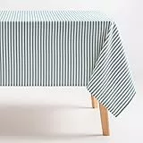 GAMUSI Tischdecke, schmutzabweisend, rechteckig, Baumwollstoff, wasserdicht, Streifen, Marineblau, 160 x 100 cm