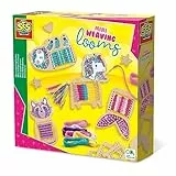 SES Creative | Kit Mini Holzwebstühle | Manuelle Aktivität 6 Jahre + | Textiles Gestalten für Kinder | 6 Stickgarne & Glitzersticker | Kreatives DIY-Spiel | Geschenkidee Mädchen Jungen