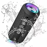 Ortizan Tragbarer Bluetooth Lautsprecher mit Bassverstärkung, Musikbox Bluetooth 5.3, RGB Licht, IPX7 Wasserdicht, 30 Std Akku, TWS Paarung, AUX, TF Karte, Eingebautes Mikrofon für Reisen Camping