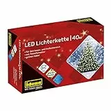 Idena 8325056 - LED Lichterkette mit 40 LEDs in Warmweiß, 8 Stunden Timer Funktion und Transformator, ca. 11,9 lang, Deko für Innen & Außen, zum Basteln, als Party Deko, Weihnachtsdeko, Hochzeit