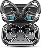 Bluetooth 5.4 Kopfhörer Sport, In Ear Kopfhörer Kabellos Bluetooth mit 4 ENC Noise Cancelling Mics, 50Std HiFi Stereo Bass Ohrhörer mit Ohrhaken, IPX7 Wasserdicht Earbuds für Sport, LED-Anzeige USB-C