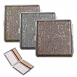 3 Stück Zigarettenetui Leder Metall, Zigaretten Box, Zigarettendose Zigarettenetui Metall, Cigarette Case, PU Zigarettenschachtel, Zigarettenbox für 20 Zigarettenetuis, Geschenke für Herren Frauen