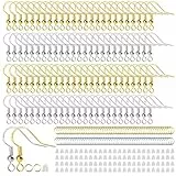 300 Stück Silber 925 Ohrhänger - Hypoallergene Ohrgehänge mit Gummi Stopper und Spule in Silber und Gold - Selbermachen