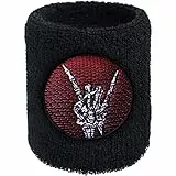 Heavy Metal Hand Schweissband Skelett Finger Bestickt auf Armband Stickerei Schweißband Absorbierendes Frottee Merch Black Metal Konzert Wristband Festival Geschenk für Männer