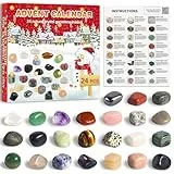 QIAMO Adventskalender 2024 Edelsteine für Kinder, 24 Tage Weihnachten Kristalle Adventskalender Countdown Überraschungen, Natürlichen Stein Adventskalender Geschenk für Jungen Mädchen