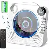Tragbarer CD-Player 4000mAh Wiederaufladbar, Bluetooth 5.1 mit Stereo-Lautsprechern, Fernbedienung, Staubschutz-Schiebedeckel, Anti-Skip, AUX/USB, CD Spieler für Zuhause & Unterwegs - Weiß