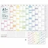 Häfft® XXL Wandkalender Schuljahr 2026 2027 A1 + (89 x 63 cm) groß, gefaltet/gefalzt, Jahresplaner, Schuljahreskalender, Schuljahresplaner Wand 'Rainbow'