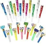 Pwsap 24 STÜCKE, Party Krachmacher Set –2 Stile, Lustige Papier Blasen, Bunte Metall Blasen mit Glitzerfransen, Fiesta Dekorationen, Partyzubehör für Neujahr, Geburtstag, Kinderparty