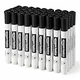 Amazon Basics Whiteboard-Marker, geruchsarm, trocken abwischbar, Keilspitze, Schwarz, 36 Stück