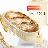 HAVENHAUS Gärkörbchen oval 25cm | Rattan Gärungskorb für 1kg Teig inkl. praktischem Zubehör | hochwertiger Gärkorb Brot aus Peddigrohr lebensmittelecht | Sauerteig Gärkorb Set | Brot backen Zubehör