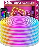 AILBTON 30m/100Ft LED Neon Seillichter, Steuerung mit App/Fernbedienung, Flexibles LED Seillicht, Mehrere Modi,RGB Neonlichter