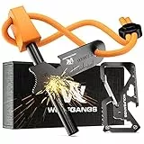 Wolfgangs Feuerstahl Outdoor (Orange) - Feuerstein Survival - Feuerstarter Set - Outdoor Feuerzeug - Feuersteine - Survival Feuerzeug - EIN MUSS für Jede Survival Ausrüstung