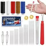 KAMAIKA 37-Teiliges Stahl-Nähnadel-Set, Stahlnadeln Mit Einfädler, Stahlnadeln Zum Nähen Set, Nähset Mit 25 Nähnadeln Einfädler Fingerhut Für DIY-Nähen, Anfänger, Haushalt