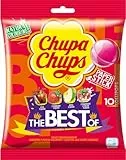 Chupa Chups Best of Lutscher, Nachfüll-Beutel enthält 10 Lollis in den 4 Geschmacksrichtungen Cola, Erdbeeren, Apfel, Erdbeere-Sahne, geeignet für Geburtstag, 10 x 12g