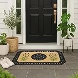 Carpido Fußmatte Beige Lavendel – Sauberlauf 45x75 cm – Türmatte Innen Bereich – Eingangsmatte für den überdachten Außenbereich – Kokosmatte mit Gummirand