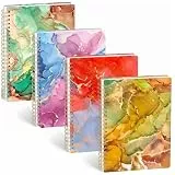 HAKACC 4 Stück Spiralnotizbuch A5, 80 Blatt Hardcover Spirale Notizblock 21,6 x 15,2 cm College liniert Tagebuch für Damen und Herren Arbeit Büro Schule