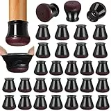 32 Stück Stuhlbeinkappen Schwarz, Silikon Stuhlbeinschoner Rund, Schutzkappen für Stuhlbeine mit Umwickelte Filz, Filzgleiter für Stühle (Fit:20.1-30mm)