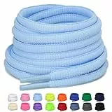 Puzeam 2 Paar halb runde Schnürsenkel, 6mm ovale Athletische Schnürsenkel für Sneaker, Laufschuhe, Sportschuhe - Schuhbänder 16 Farben - Hellblau 120