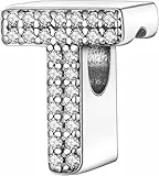 Symretie Buchstabe Charm Anhänger Damen Alphabet A-Z 925 Sterling Silber für Armband Charms Beads passend für Pandora Armband und Halskette, Kompatibel mit Europäischen Armbänder für Frauen Mädchen