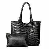 PS PETITE SIMONE Handtasche Damen mit Clutches Mode Shopper Flechtoptik Schultertasche Henkeltasche Geflochtene für Schule Arbeit Reisen Einkaufen 41 * 30 * 17CM Hazel Ⅱ