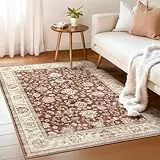 WITSHOCK Teppich Wohnzimmer 90x160 cm: Waschbarer Boho, rutschfest, Kurzflor, Vintage Schlafzimmer, Teppich Küche Flur Esszimmer für Kinder & Haustiere Geeignet-Rot