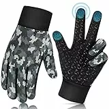 AOTOW Kinder Handschuhe Warme Fahrradhandschuhe Winter - Touchscreen Winterhandschuhe Fahrrad Kinderhandschuhe Thermo Winddichte Fleece Reithandschuhe mit Anti-Rutsch für 4-12 Jahre Kind Jung