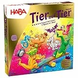 HABA Tier auf Tier Deluxe Version – Stapel- und Würfelspiel aus Holz mit 30 bunten Tieren und Wippe, Wackelspaß für die ganze Familie, Spiel ab 4 Jahren – 2012205001