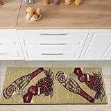 Ottomanson Siesta-Kollektion Küchen-Teppichläufer mit Gummirückseite und Wein-Design, 50 cm x 150 cm, Beige Wein
