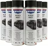 presto UNIVERSAL Spray Set, Schwarz matt, 6 x 500 ml, Sprühlack, schnelltrocknend, hohe Deckkraft, vielseitig, Innen- & Außenbereich, widerstandsfähig, Sixpack