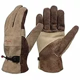 AOUCHI Robuste Leder-Arbeitshandschuhe für Herren & Frauen - Hitzebeständig & dornenfest für Einsätze wie Garten, Schweißen, Bau, Kettensäge | Mit Baumwollfutter und rutschfestem Griff