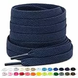 Stepace 2 Paar Flache Schnürsenkel, 8 mm Breite Premium Ersatz Schuhbänder für Turnschuhe, Sport, Freizeitschuhe Marineblau 120cm