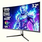 CRUA 32' Curved Gaming-Monitor, 4K UHD (3840 x 2160p) VA-Bildschirm, 1500R, 144/160 Hz, unterstützt AMD FreeSync, 120% sRGB, HDR10, Wandmontage möglich, 2 x HDMI 2.1, 2 x DisplayPort 1.4