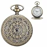 Cerioll Vintage Taschenuhr Mit Kette, Quarz Taschenuhr, Antik Kettenuhr Mit Arabisch Ziffern, Für Damen, Herren, Vater, Opa, Geburtstag Jahrestag (Bronze)