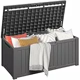 DWVO Gartenbox|450 Liter 142.1x67.6x60cm|Auflagenbox Aufbewahrungsbox Garten Kissenbox Outdoor Gartentruhe |Wasserdicht Gasdruckfeder|Für Sitzauflagen Gartengeräte & Kinderspielzeug|Dunkelgrau