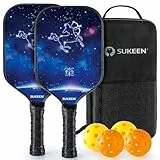 Sukeen Pickleball Paddles Set, 2PCS Sternenhimmel-Design Fiberglas Pickleball Schläger, hohe Sprungleistung, Innen- und Außen-Pickleball Racket mit Tragbare Handtasche
