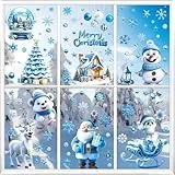 Nepfaivy Fensterbilder Fensterdeko Weihnachten Selbstklebend 9 Blätter - Weihnachtsdeko Fenster Schneeflocken Wiederverwendbar, Fenstersticker Fensteraufkleber Weihnachten für Winter Fenster Deko