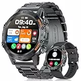 LIGE Smartwatch Herren mit Telefonfunktion, 1,39 Zoll Militär Smart Watch mit 24H Herzfrequenz, Blutdruck, Schlafdauer, 100+ Sportmodi Fitnessuhr, 300+ Zifferblätter, IP67 Wasserfest, Schwarz