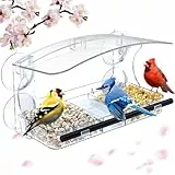 MrCrafts Groß Fenster-Vogelfutterspender 26 x 14 x 5.5 cm, Transparenter Vogelhaus Fensterscheibe für Wildvögel, Einzigartiges Geschenk, Window Bird Feeder, Bird House