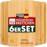 Blumtal Frühstücksbrettchen 6er Set aus Bambus - 22x14x0,8 cm Frühstücksbretter - antibakterielles Holzbrettchen - Frühstücksbrettchen - Brotzeitbrett - Schneidebrett