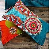 Freyamy Bohemian Kissenbezug 40x80cm 2er Set Boho Style Rosa Pink Türkis Bunt 100% Mikrofaser Kissenbezüge Kopfkissenbezug 40x80cm 2 Stück