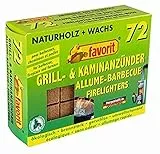 Favorit Anzünder für Grill, Kamin; Echtholz und Wachs, besonders brennstark, Brenndauer ca. 8-10 Minuten; 72 Stück - 1828