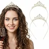 2 Stück Prinzessin Krone, Crown Krone Damen Gold Prinzessin Kronen Mädchen Tiara Stirnband Kristall Strass Kronen Damen für Hochzeit Brautjungfer Geburtstag Weihnachten Kopfschmuck(Gold)