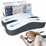 SAHEYER Anti Schnarch Kissen für Seitenschläfer, Schnarchhilfe mit Memory Foam, Orthopädisches Seitenschläferkissen, Lösung und Mittel gegen Schnarchen, Anti Snoring Pillow Geräte, Weiß