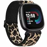 Amzpas für Fitbit Versa 3/4/Sense/Sense 2 Armband, Nylon Verstellbares Ersatzarmbänder, Leopard