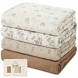 Yoofoss 4er Pack Baby Pucktuch 120x120 cm Mullwindeln aus Baumwolle und Bambus Wickeltuch Swaddle Decke Tücher als Babydecke Puckdecke Mulltücher Badetuch Wickeldecke