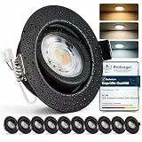 BOJIM LED Spots 230V Dimmbar für Bad IP44, Einbaustrahler LED Schwarz 68mm - 80mm Lochmaß, Deckenspots 7W, Warmweiß Kaltweiß Neutralweiß, Einbauleuchten Flach für Küche Wohnzimmer, 10er Set