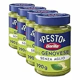 Barilla Pesto alla Genovese ohne Knoblauch 1x190g | Glutenfreie Italienische Pasta-Sauce mit 100% italienischem Basilikum und Parmigiano Reggiano, ohne Knoblauch, Nudel-Soße, grünes Pesto Verde