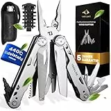 TREKLINE Premium Multitool Werkzeug [rostfreier Edelstahl] Survival Multifunktionsmesser perfektes Camping Zubehör, Multifunktionswerkzeug [+35 Funktionen] Taschenmesser