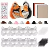 Giftota 8 Stück Katzenmasken zum Bemalen, DIY Papier Maske mit 10 Filz, 8 Kuns Fell und 20 Eye Mesh, DIY Weiße Maske, Weiße Halbmasken, Therian Mask, für Maskerade, Halloween, Karneval, Cosplay