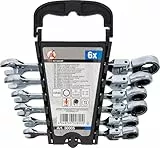 BGS Diy 30005 | Ratschenring-Maulschlüssel-Satz | flexible Köpfe | Zollmaße | SW 1/4' - 9/16' | 6-tlg.